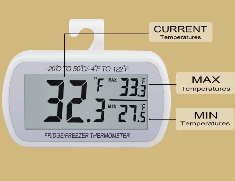 AEVETE 4 Pack Waterproof Digital Refrigerator Thermometer Large LCD, Freezer Room Thermometer with Magnetic Back, No Frills Easy to Read - Image 3
